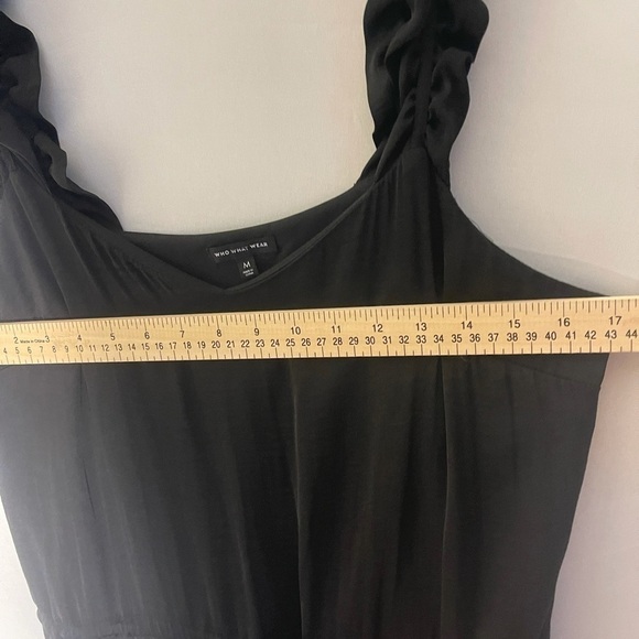 WHO What Wear Little Black Drawstring Waist Dress Gathered Straps Medium - Picture 9 of 9